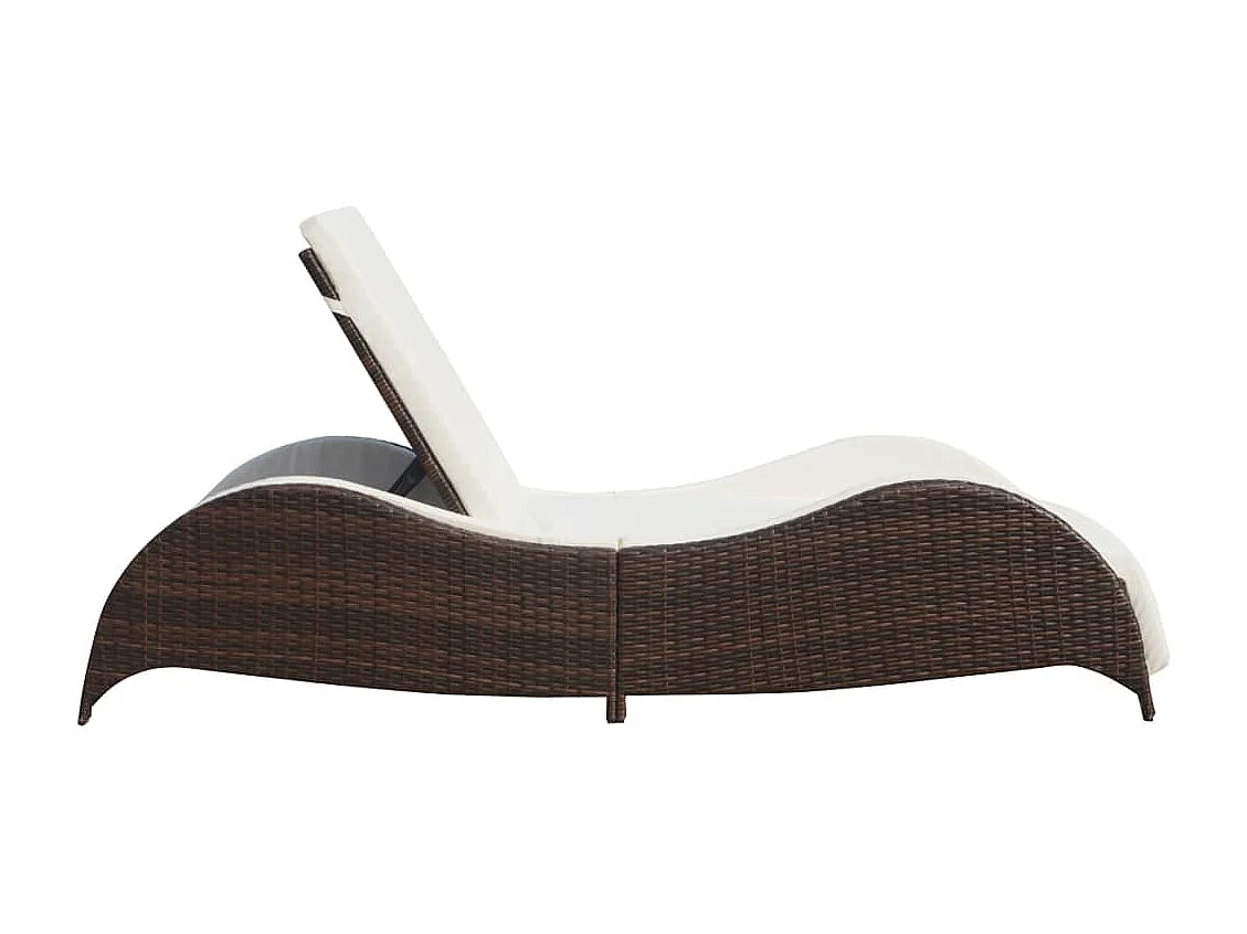 Chaise longue avec coussin Résine tressée Marron