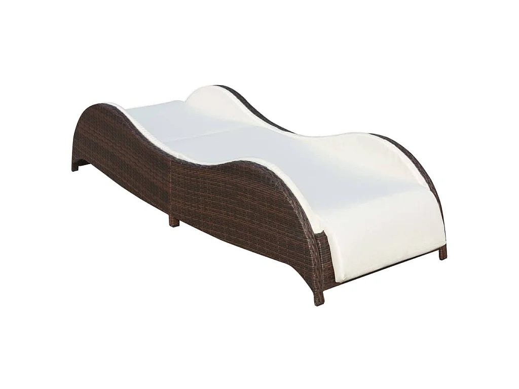 Chaise longue avec coussin Résine tressée Marron