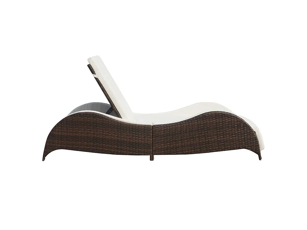 Chaise longue avec coussin Résine tressée Marron