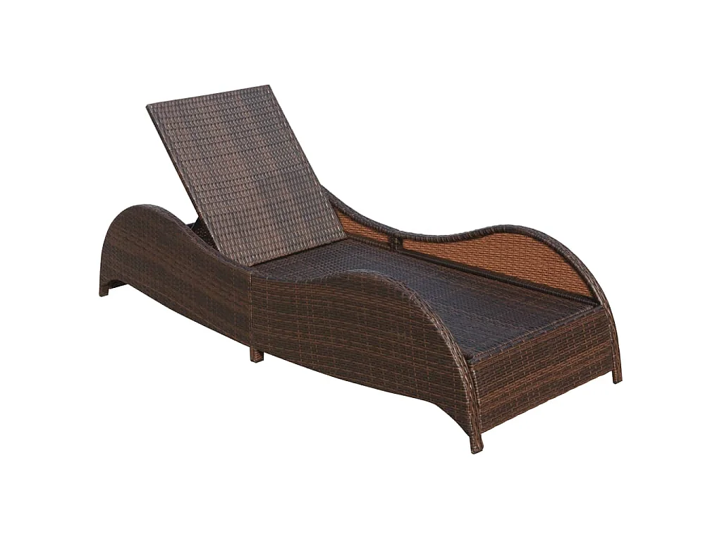 Chaise longue avec coussin Résine tressée Marron