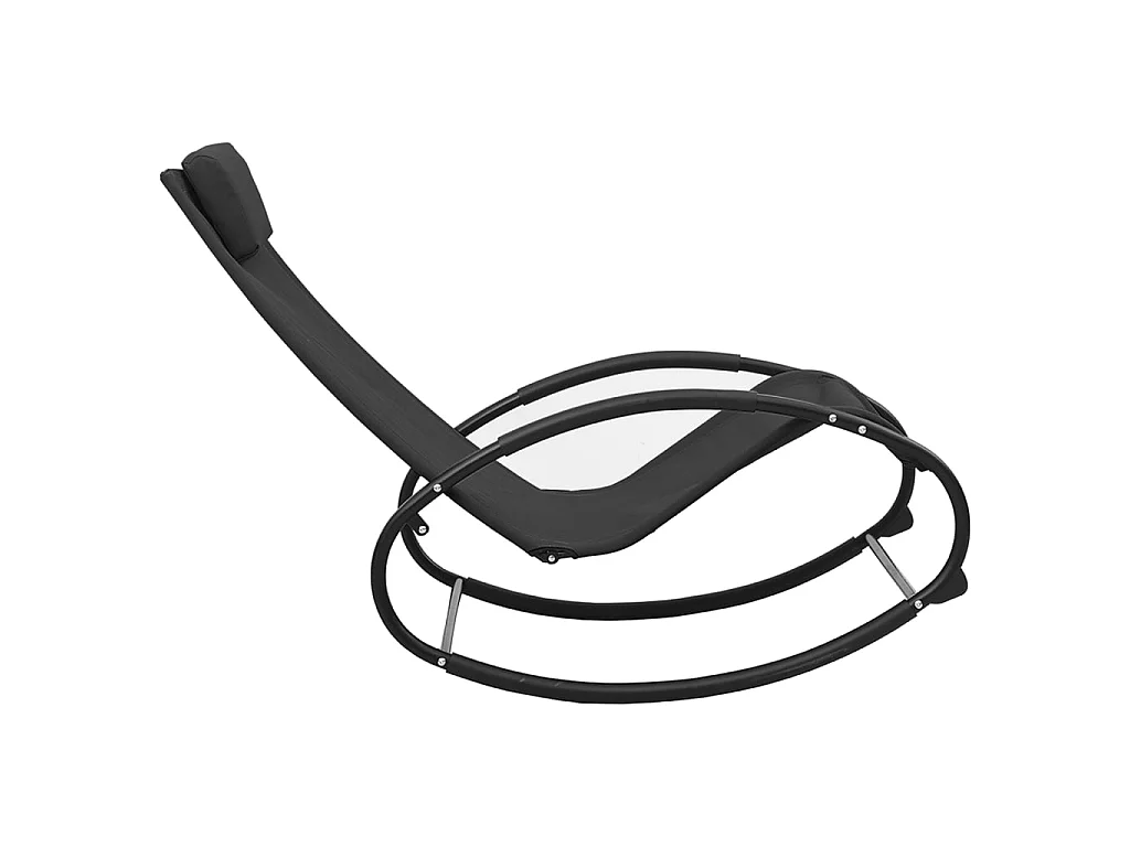 Chaise longue avec oreiller acier et textilène noir