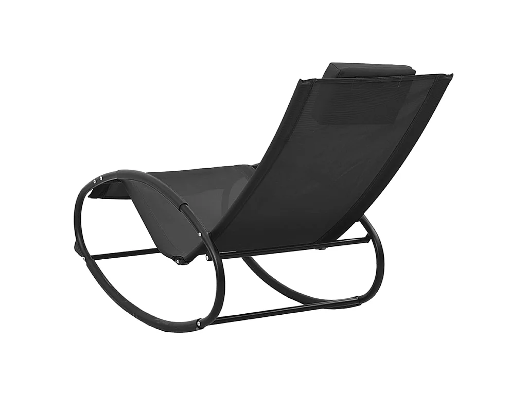 Chaise longue avec oreiller acier et textilène noir