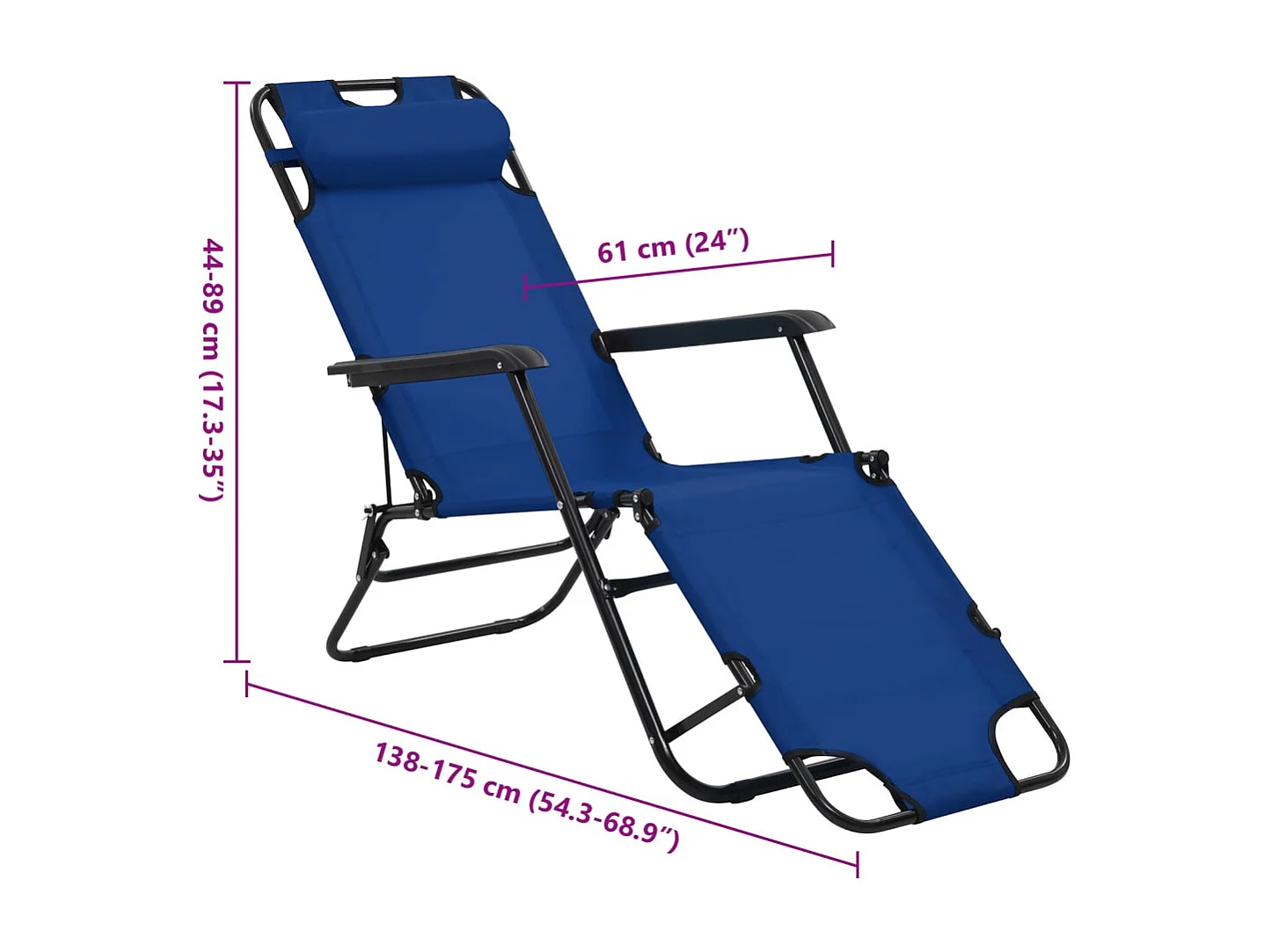 Lettini Prendisole 2 pz Pieghevoli con Poggiagambe Acciaio Blu