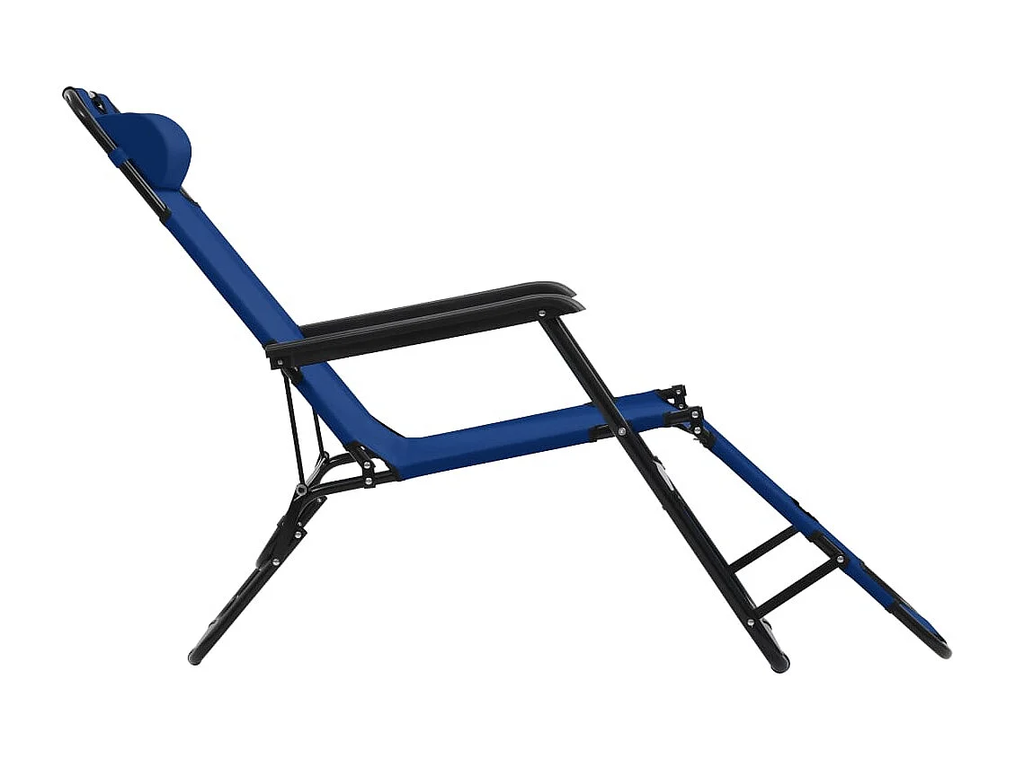 Lettini Prendisole 2 pz Pieghevoli con Poggiagambe Acciaio Blu