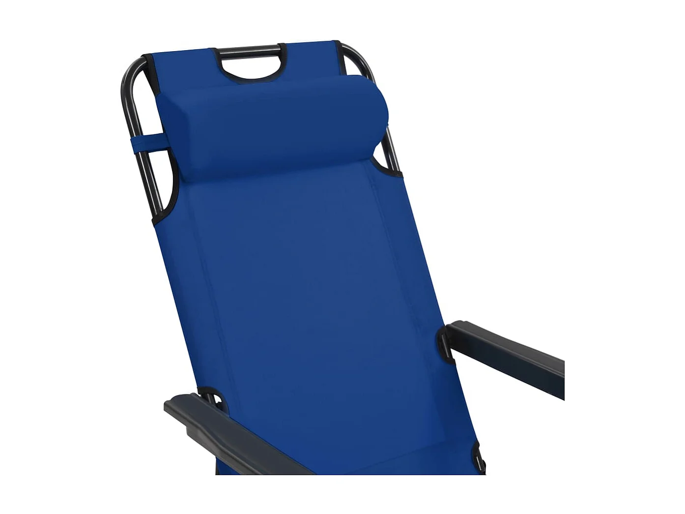 Lettini Prendisole 2 pz Pieghevoli con Poggiagambe Acciaio Blu