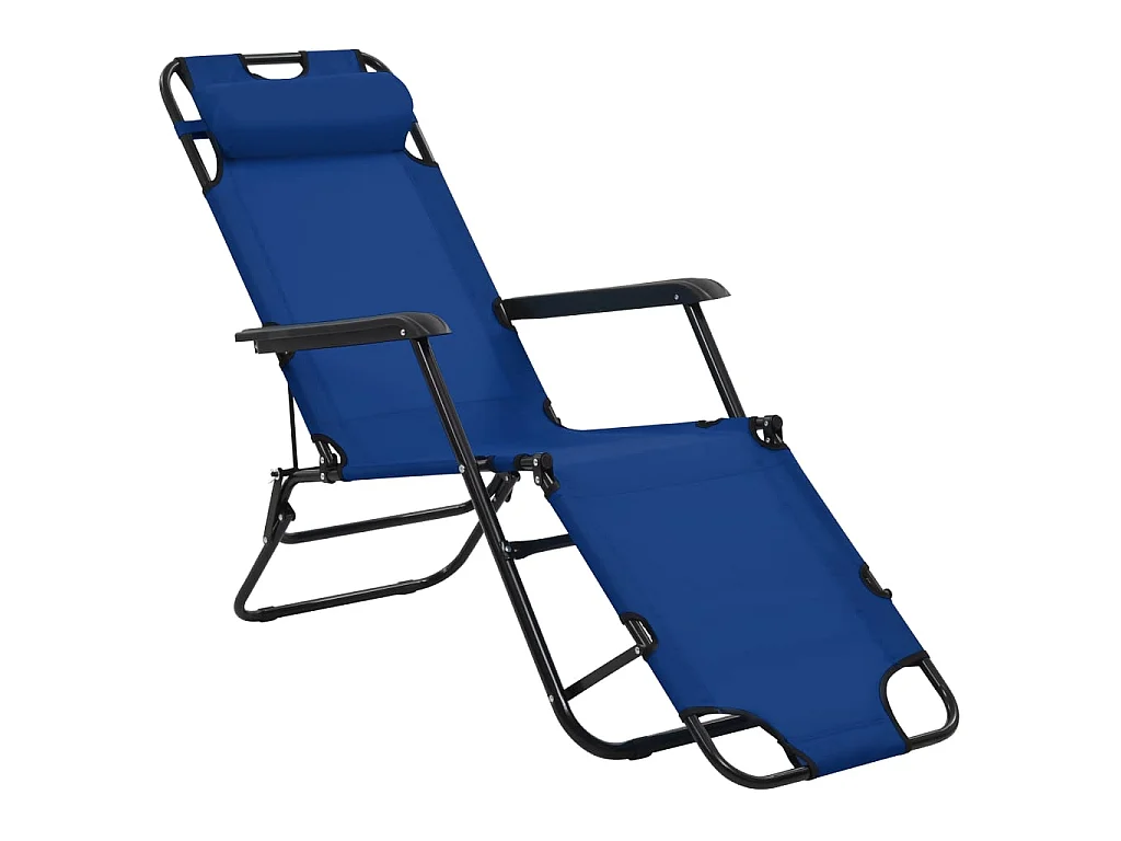 Klappbare Sonnenliegen 2 Stk. mit Fußablage Blau