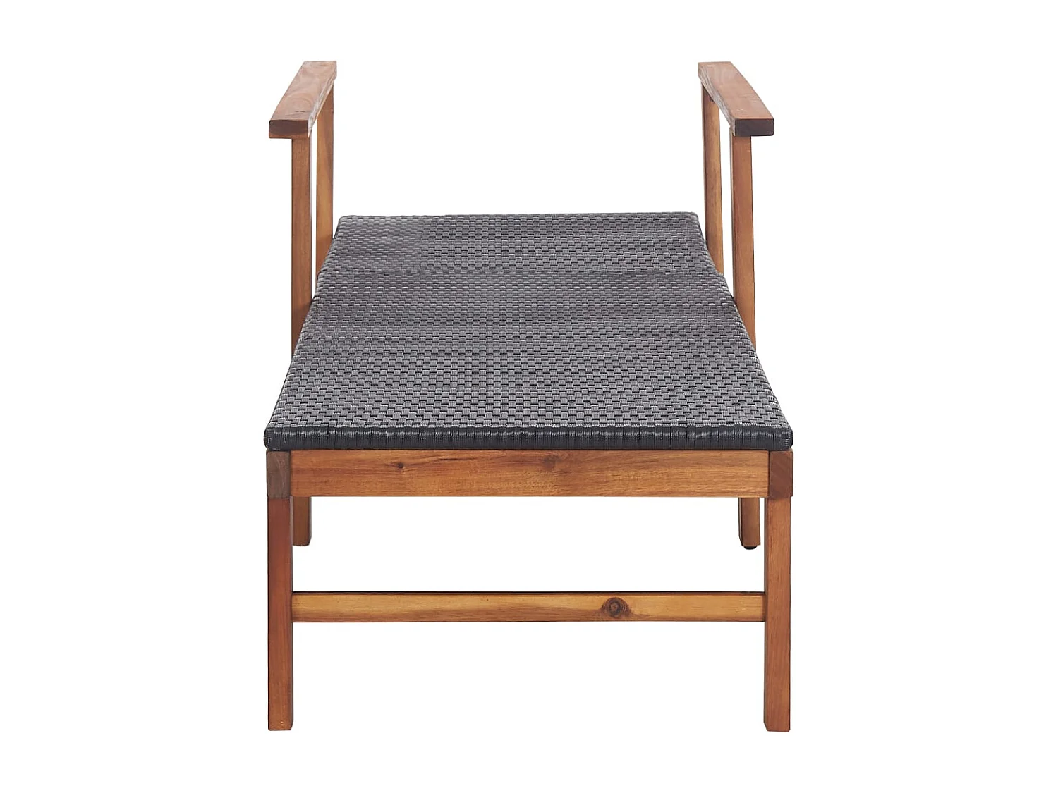 Chaise longue Résine tressée et bois d'acacia massif Noir