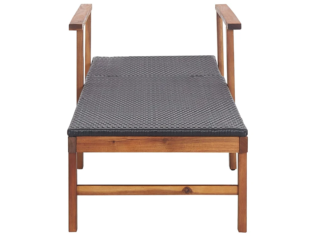 Chaise longue Résine tressée et bois d'acacia massif Noir