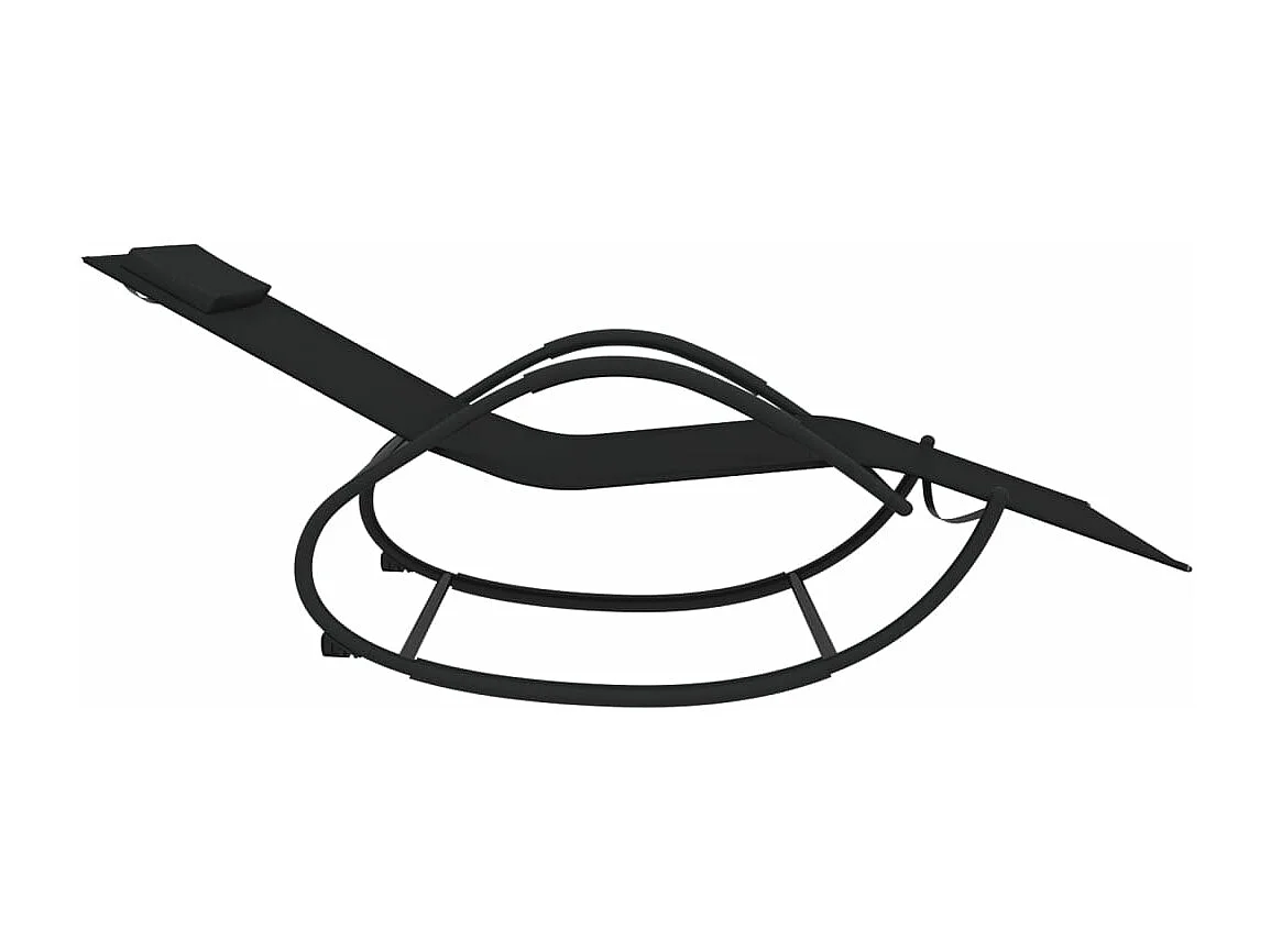 Lettino Prendisole a Dondolo in Acciaio e Textilene Nero