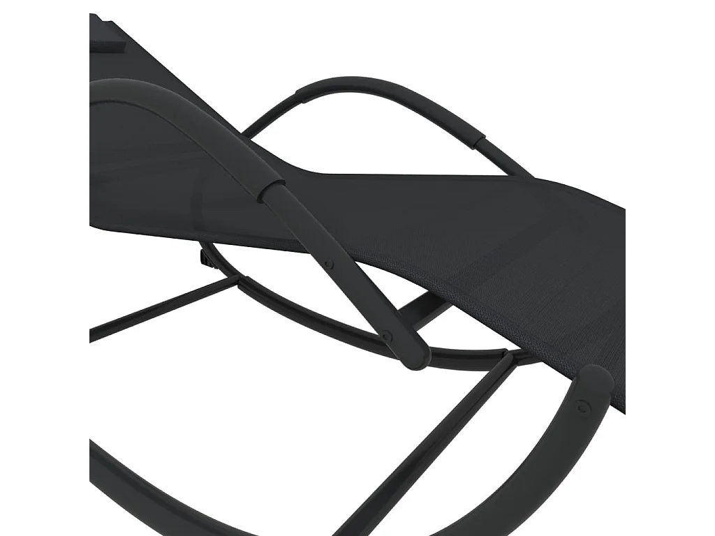 Chaise longue à bascule noir acier et textilène