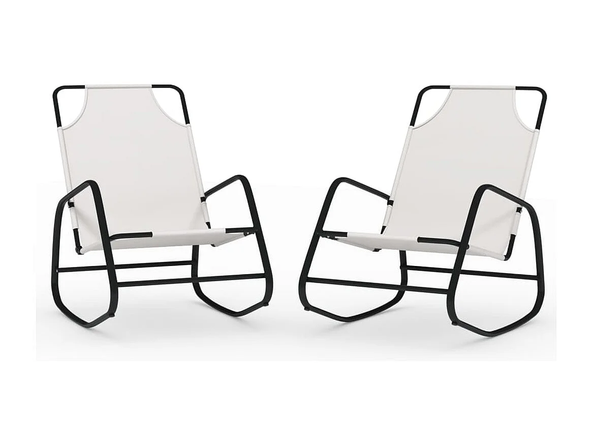 Chaises longues à bascule lot de 2 crème acier et textilène