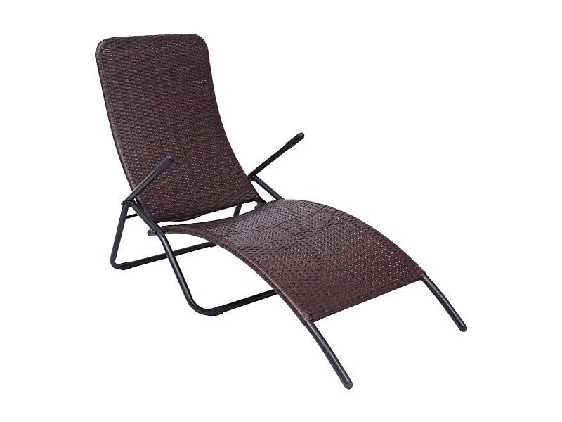 Chaise longue pliable résine tressée marron