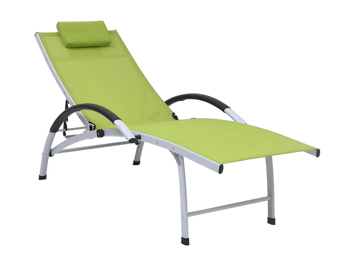 Chaise longue aluminium textilène vert