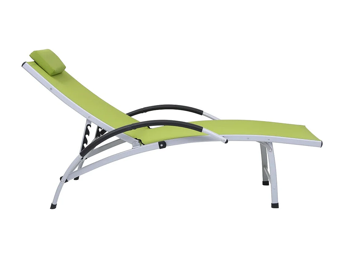 Chaise longue aluminium textilène vert