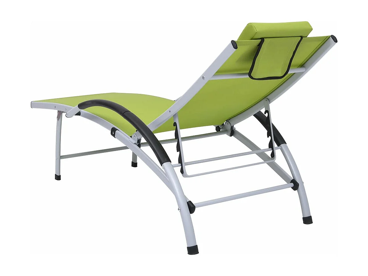 Chaise longue aluminium textilène vert