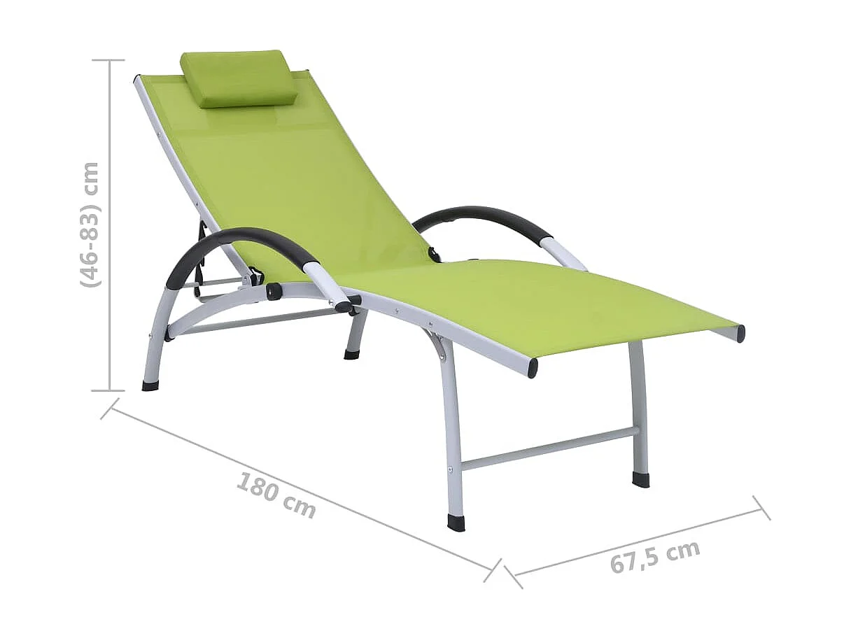 Chaise longue aluminium textilène vert