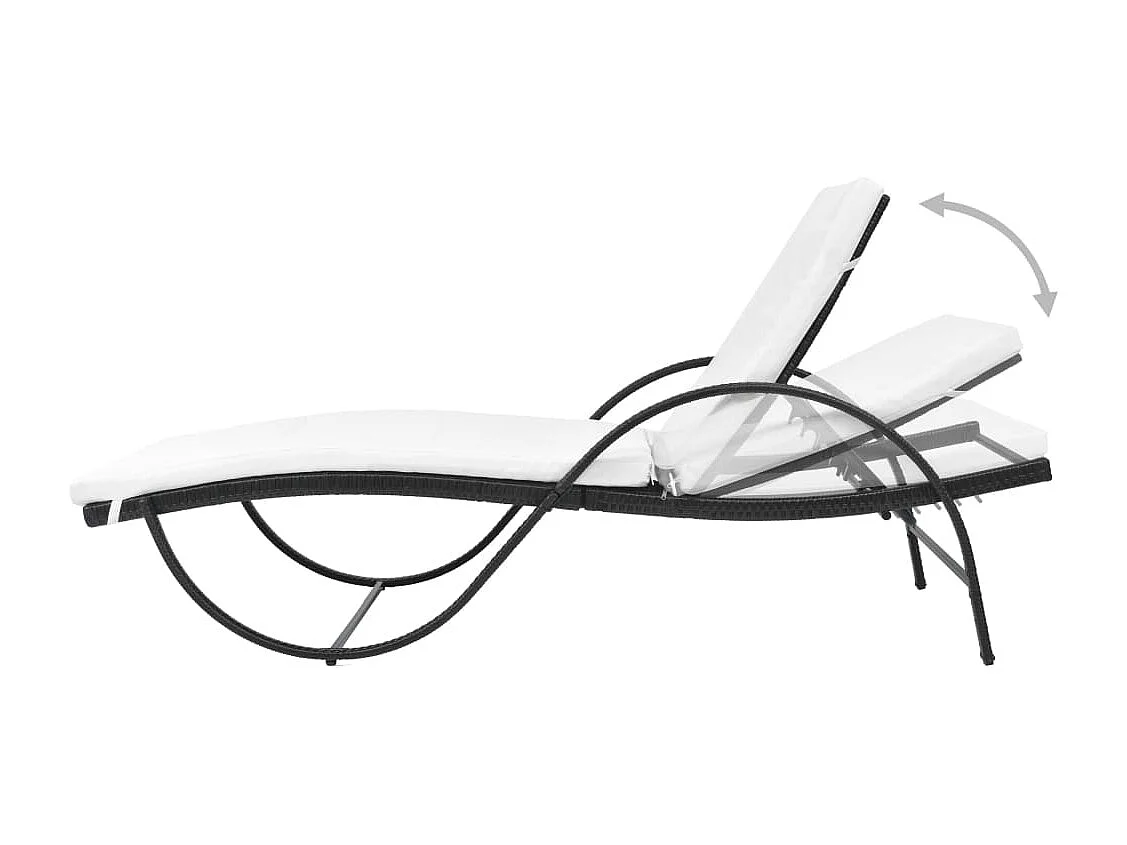 Chaise longue avec coussin et table Résine tressée Noir