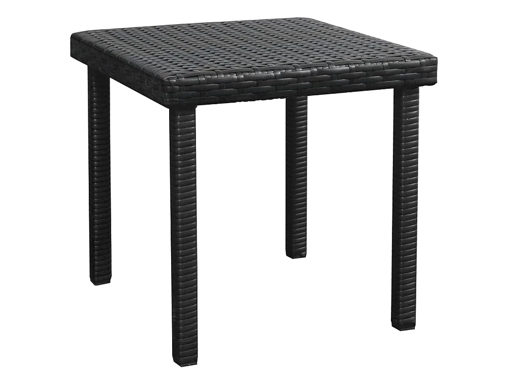 Lettino Prendisole con Cuscino e Tavolo in Polyrattan Nero
