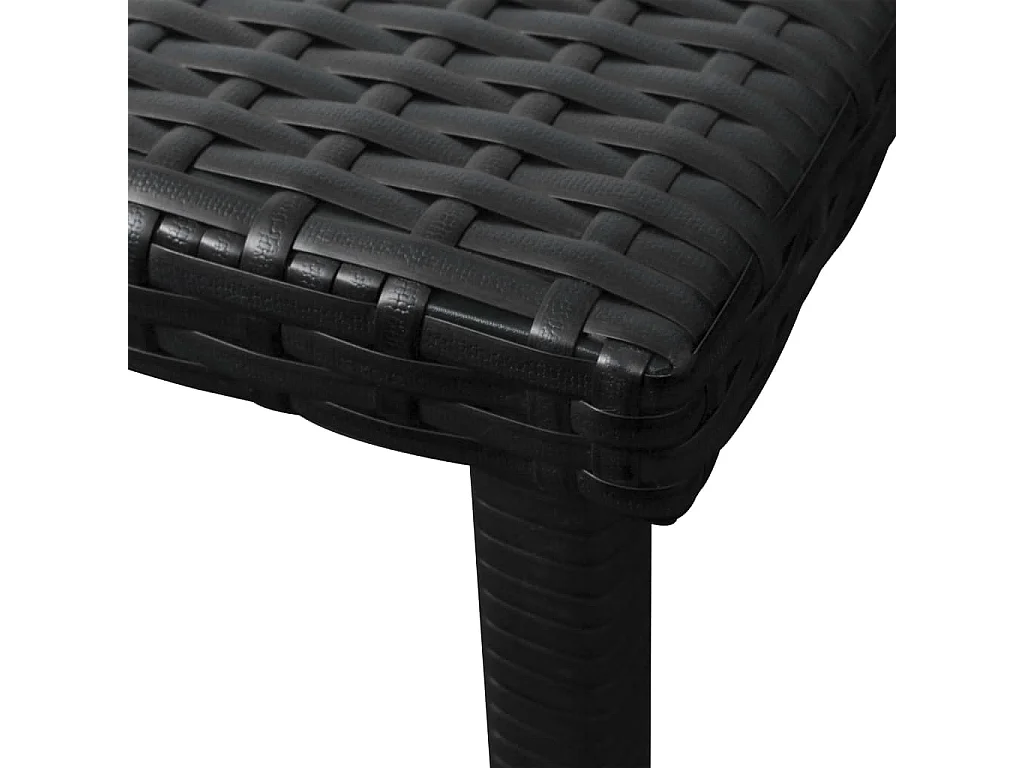 Lettino Prendisole con Cuscino e Tavolo in Polyrattan Nero