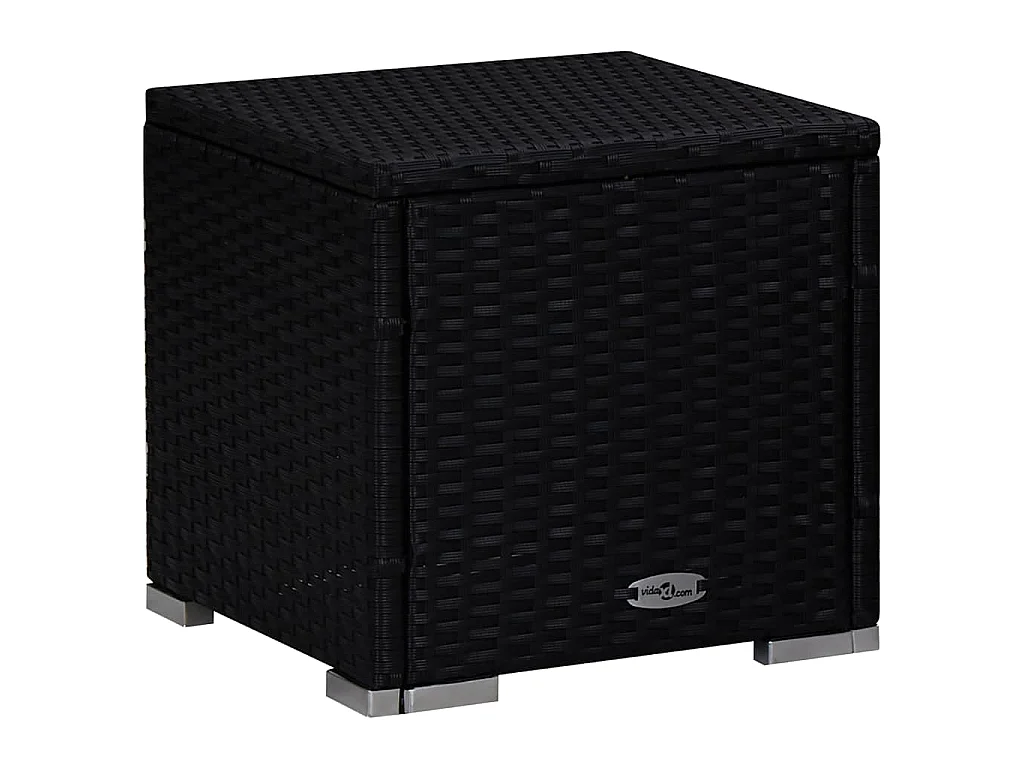 Lettino Prendisole con Cuscino e Tavolino in Polyrattan Blu