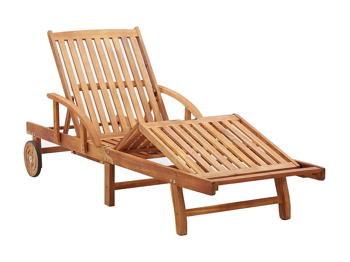 Chaise longue avec coussin bois d'acacia solide