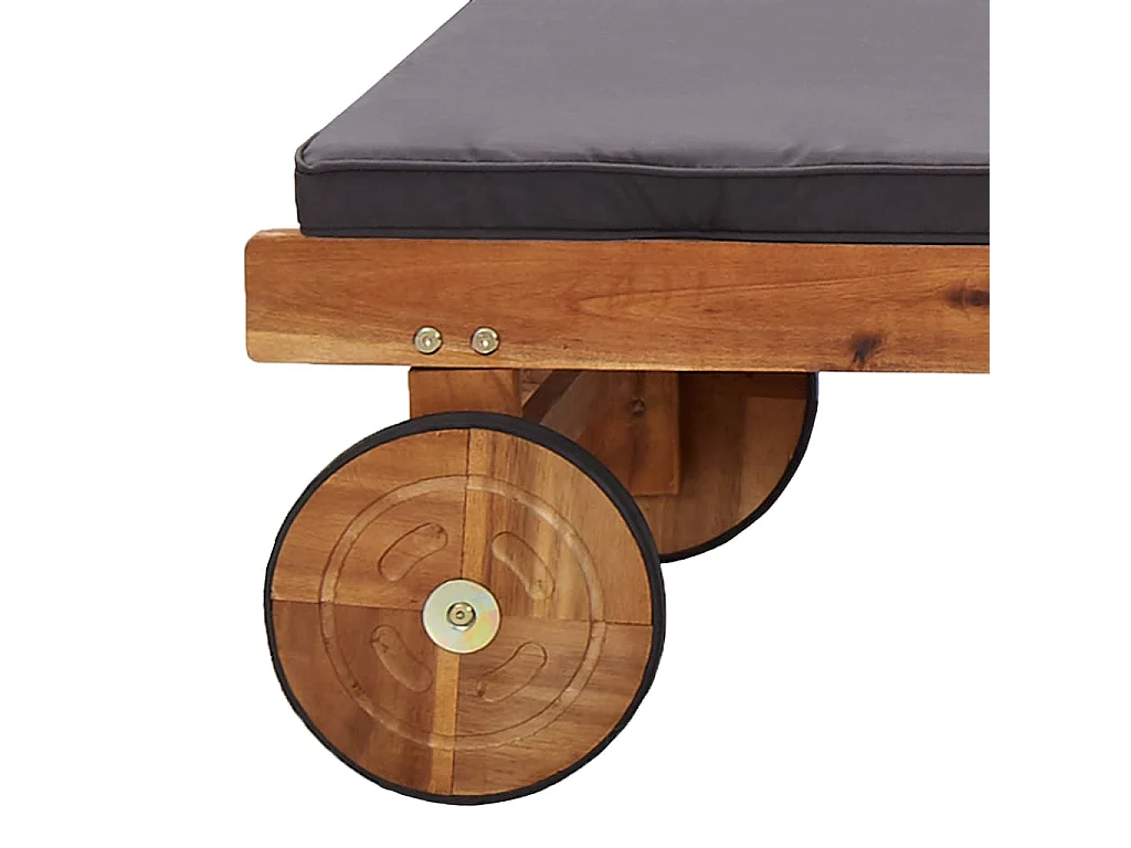 Chaise longue avec coussin bois d'acacia solide