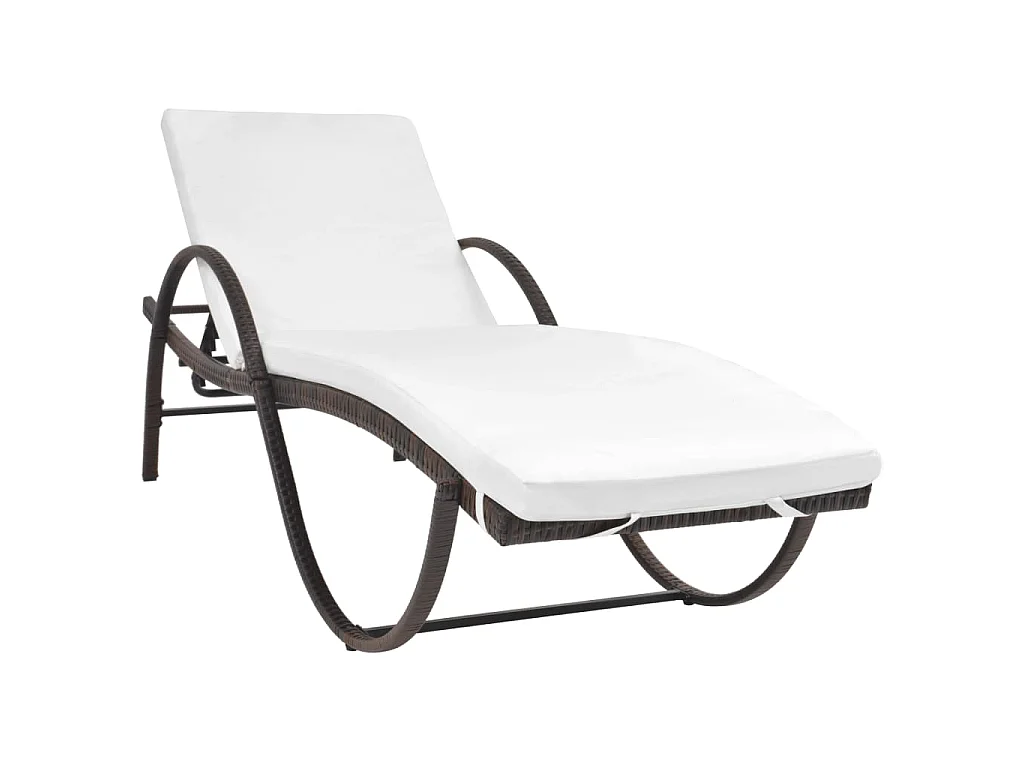 Sonnenliege mit Auflage Poly Rattan Braun