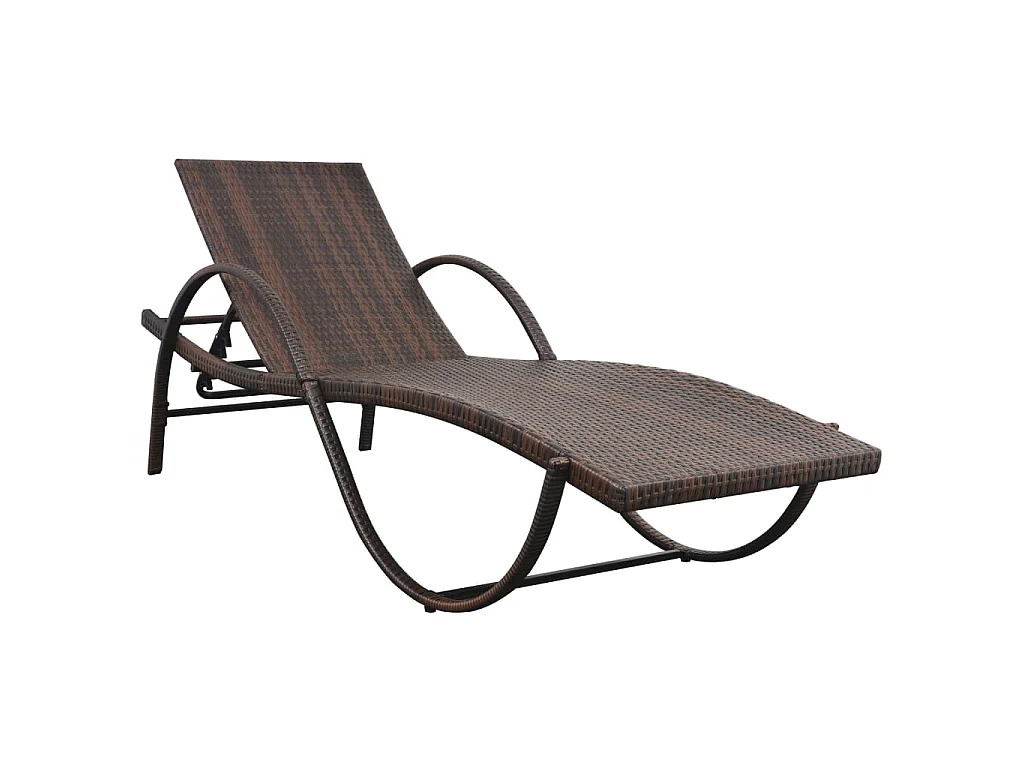 Sonnenliege mit Auflage Poly Rattan Braun