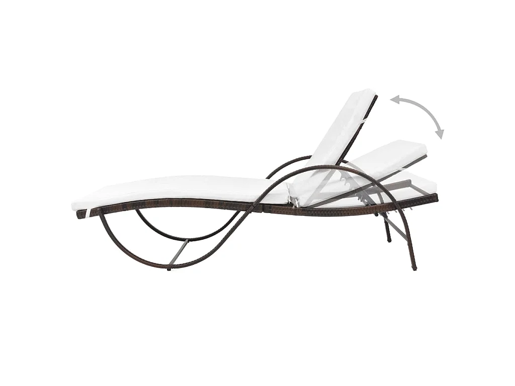 Sonnenliege mit Auflage Poly Rattan Braun