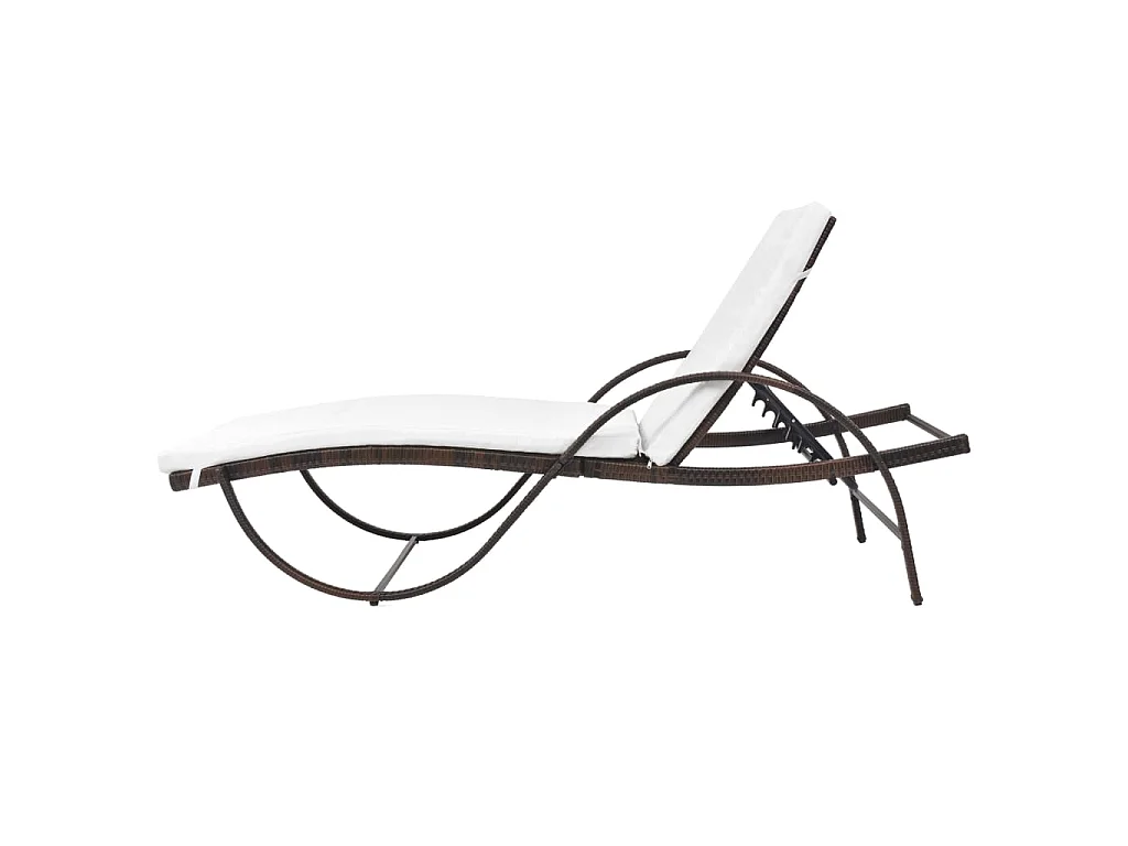 Sonnenliege mit Auflage Poly Rattan Braun