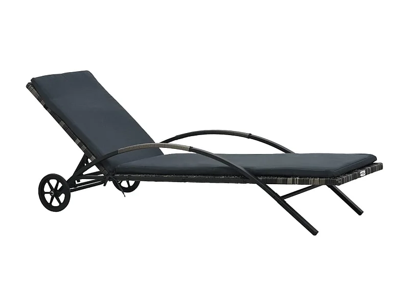 Chaise longue avec coussin et roues Résine tressée Anthracite