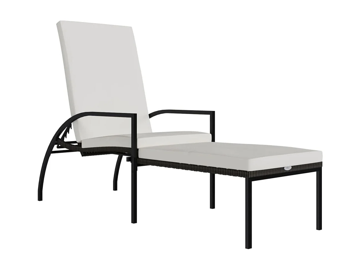 Chaise longue avec repose-pied Résine tressée Marron