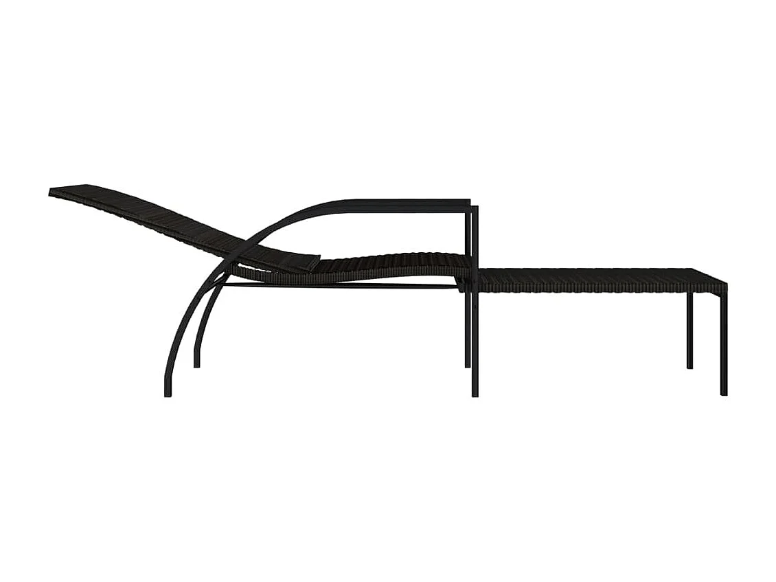 Chaise longue avec repose-pied Résine tressée Marron