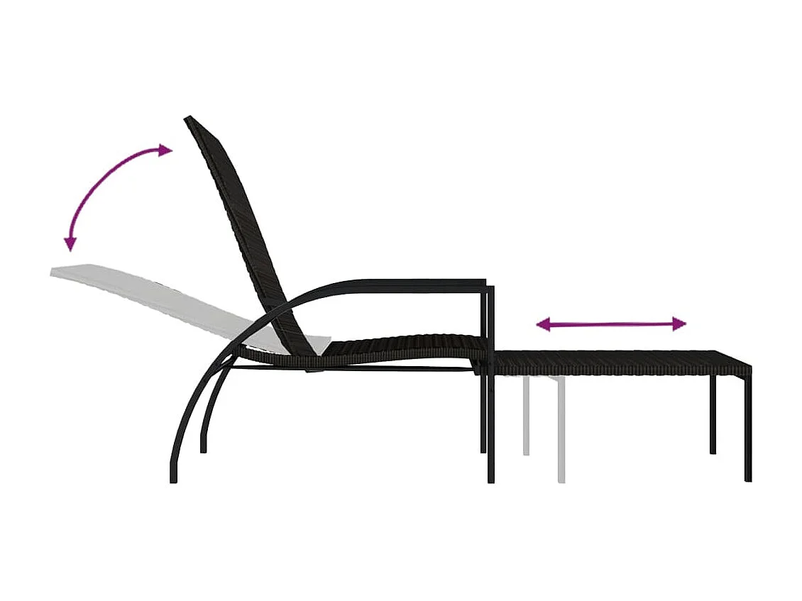 Chaise longue avec repose-pied Résine tressée Marron