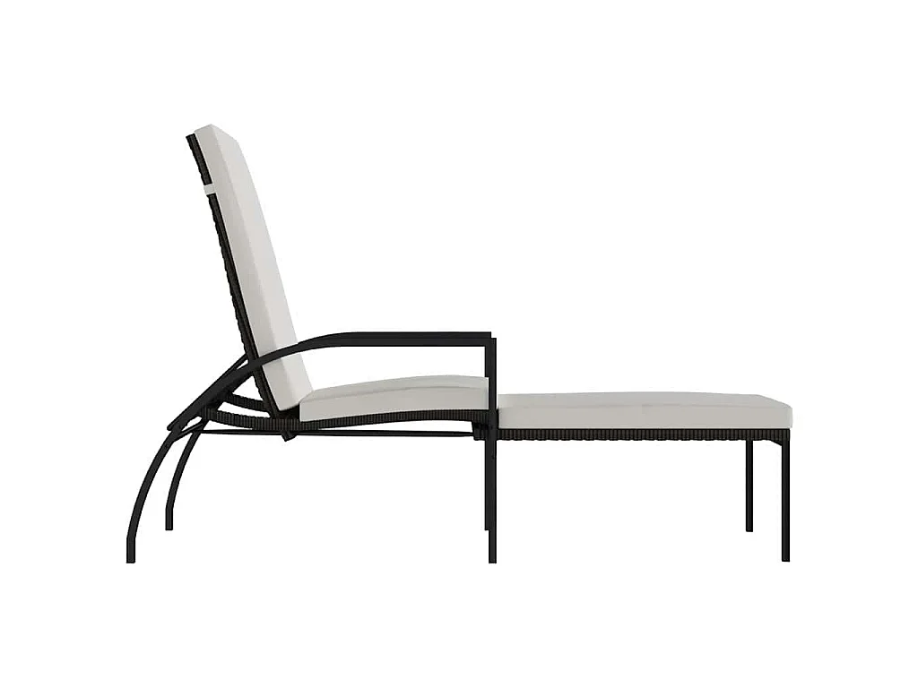 Lettino Prendisole con Poggiapiedi in Rattan PE Marrone