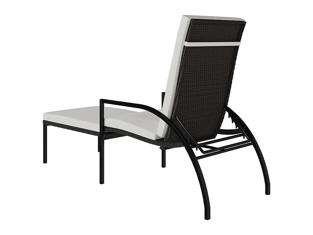 Lettino Prendisole con Poggiapiedi in Rattan PE Marrone