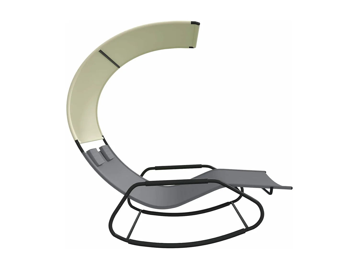 Chaise longue double à bascule avec auvent Gris et crème