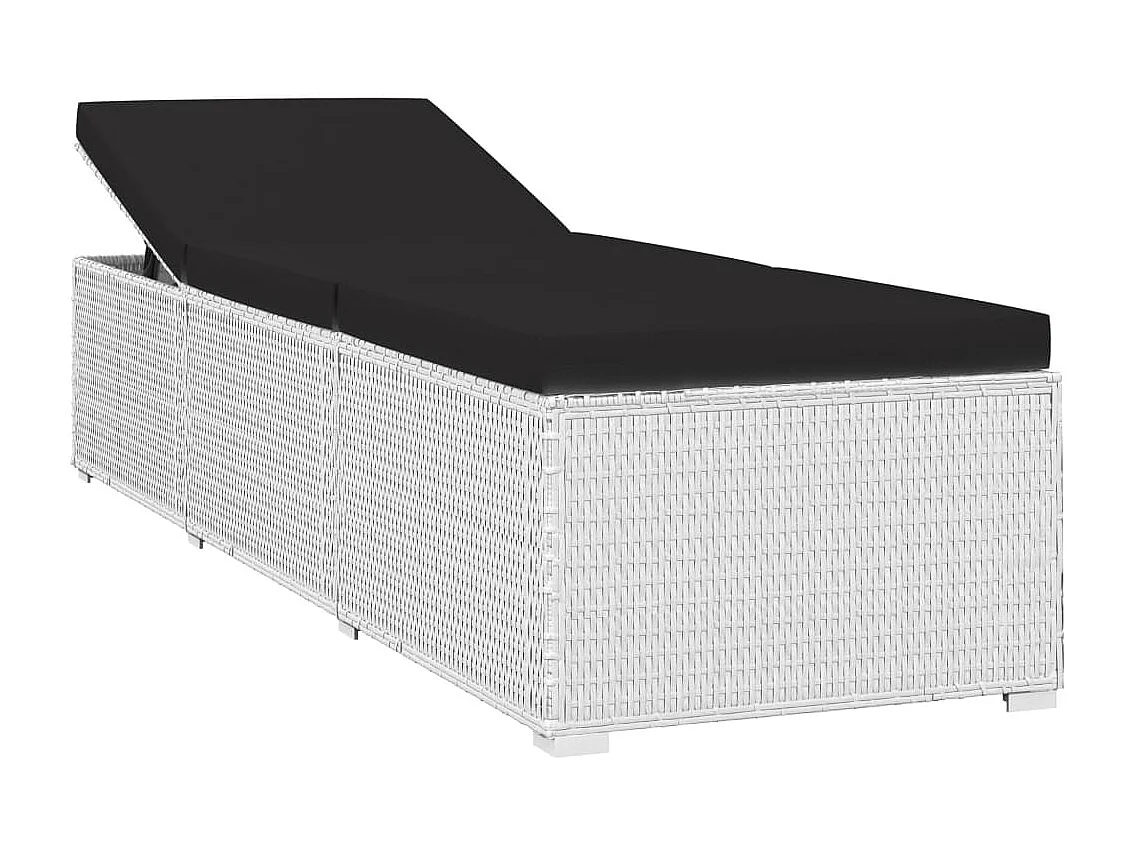 Chaise longue avec coussin et table à thé rotin Blanc