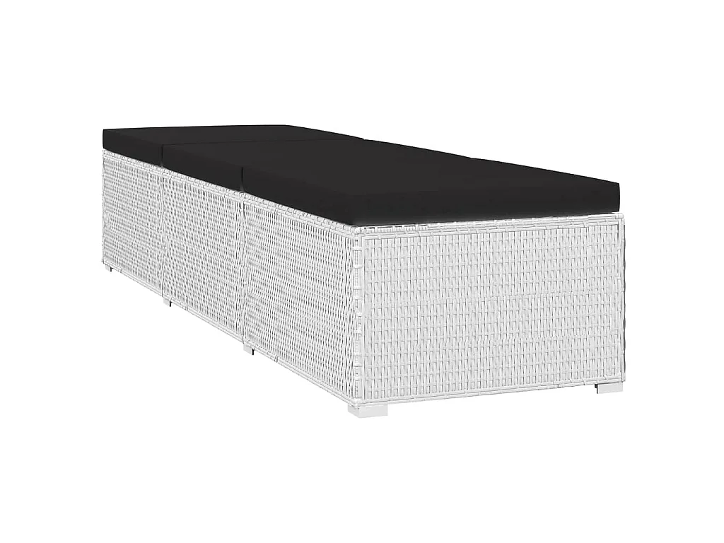 Chaise longue avec coussin et table à thé rotin Blanc