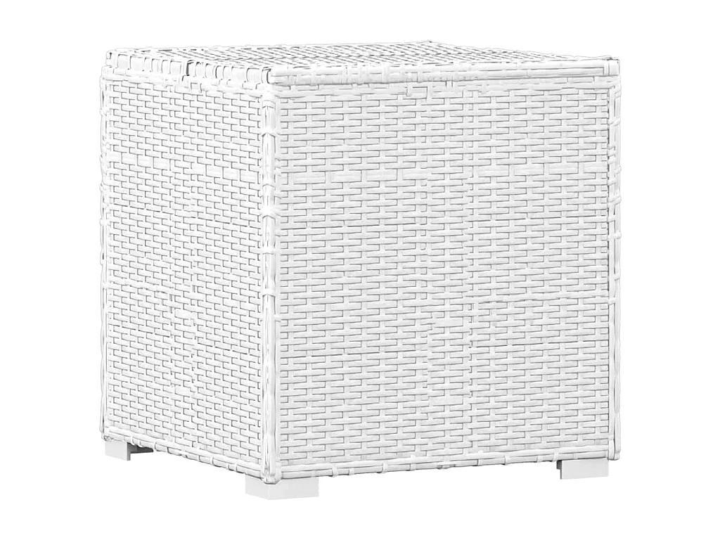 Chaise longue avec coussin et table à thé rotin Blanc