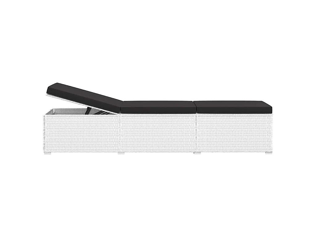 Chaise longue avec coussin et table à thé rotin Blanc