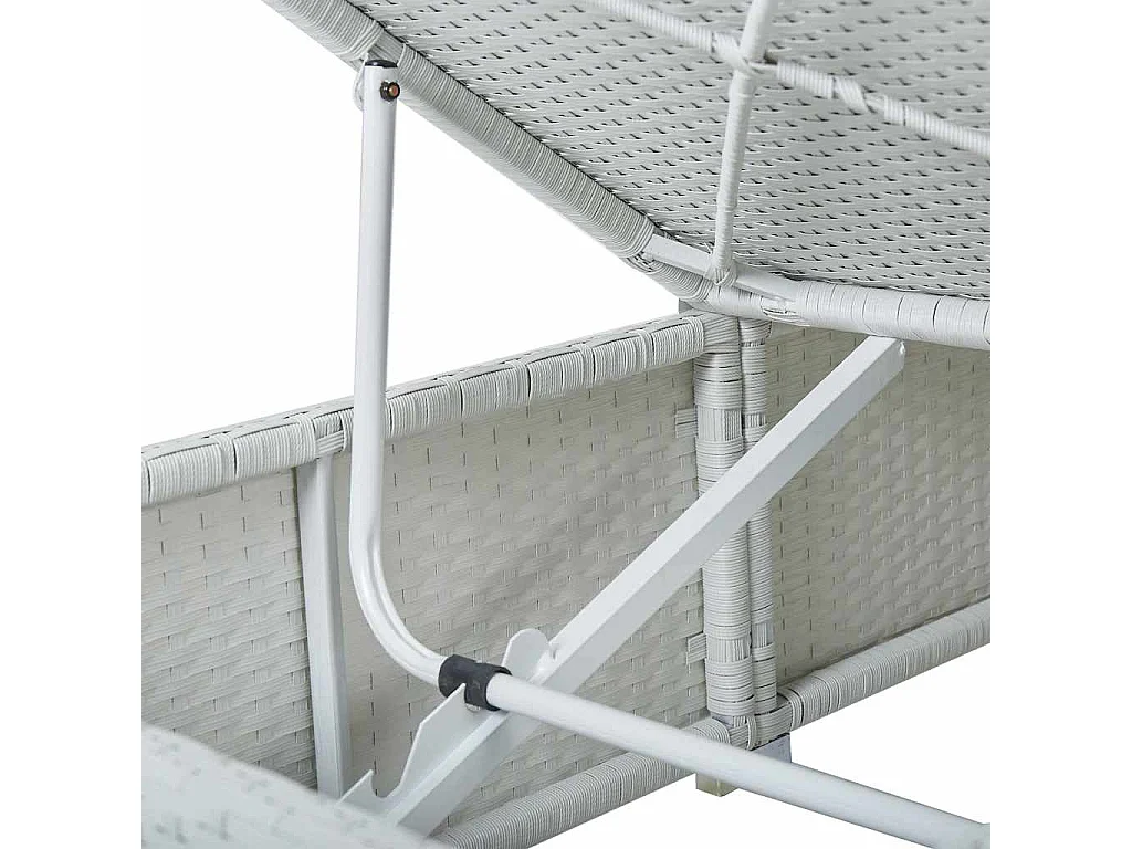 Chaise longue avec coussin et table à thé rotin Blanc