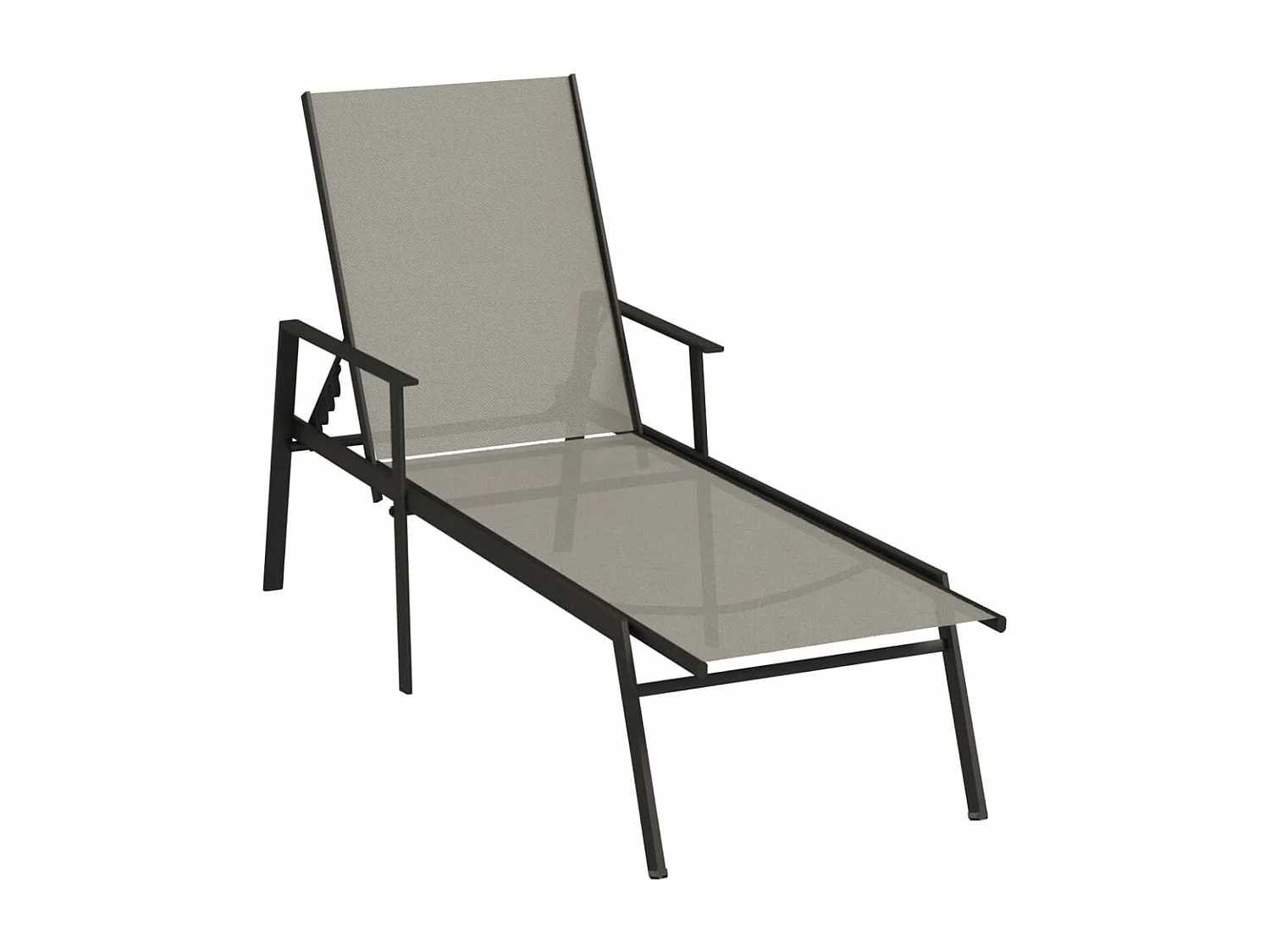 Espreguiçadeira em aço e textilene cinza