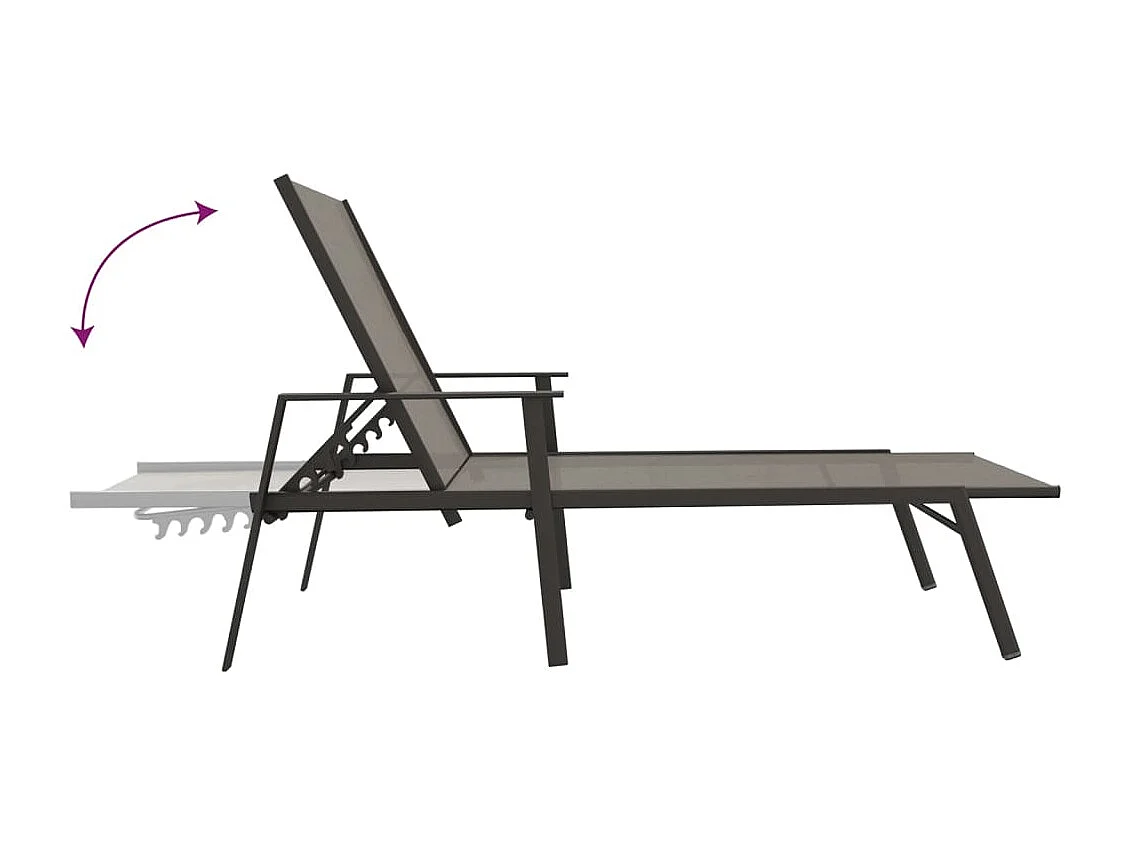 Espreguiçadeira em aço e textilene cinza