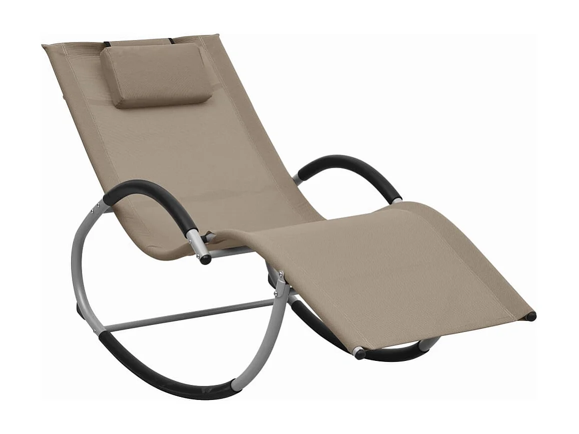 Chaise longue avec oreiller Taupe Textilène