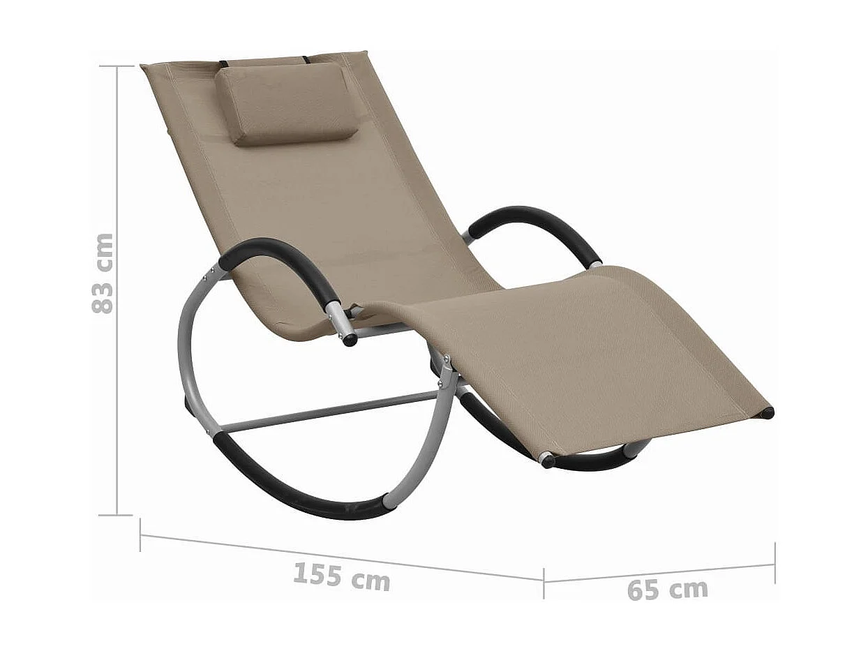 Chaise longue avec oreiller Taupe Textilène