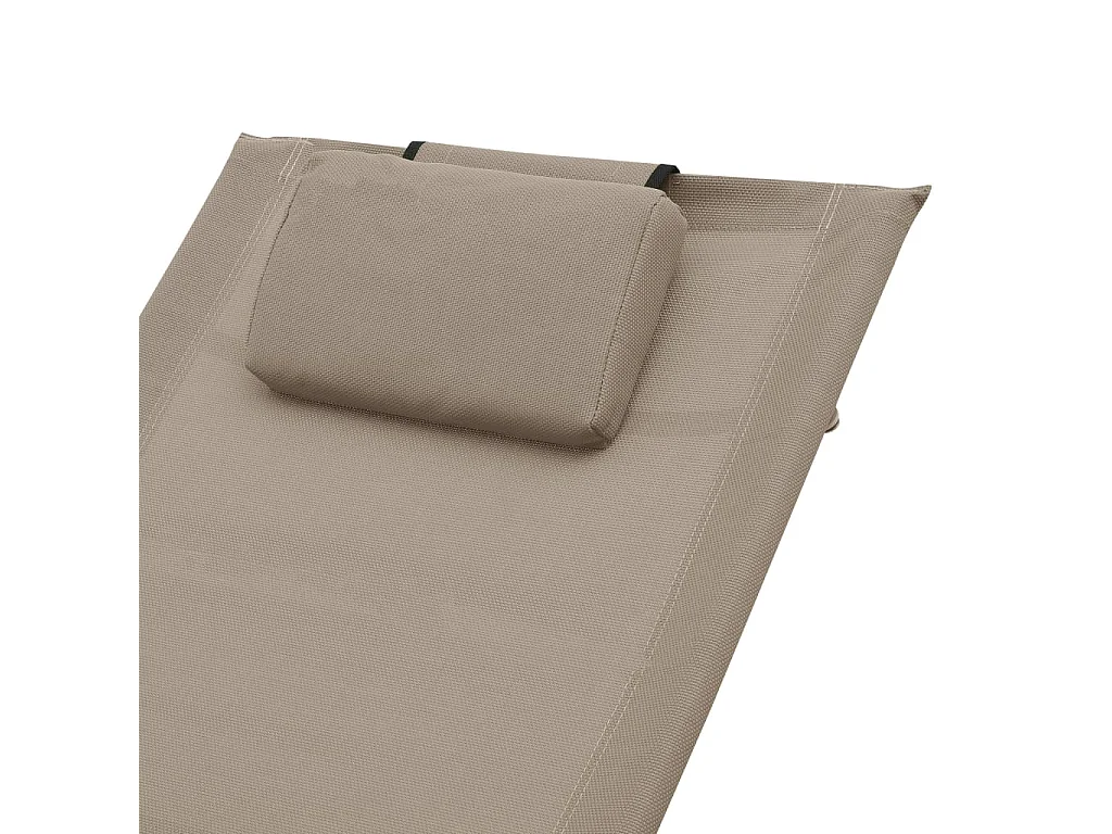 Chaise longue avec oreiller Taupe Textilène