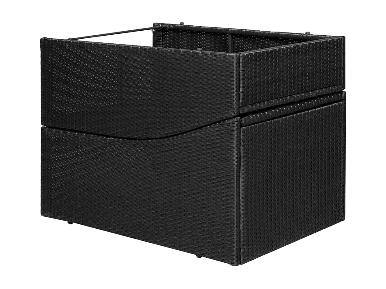 Lettino con Cuscino in Polyrattan Nero