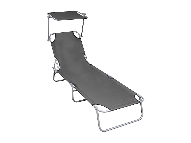 Chaise longue pliable avec auvent Gris Aluminium