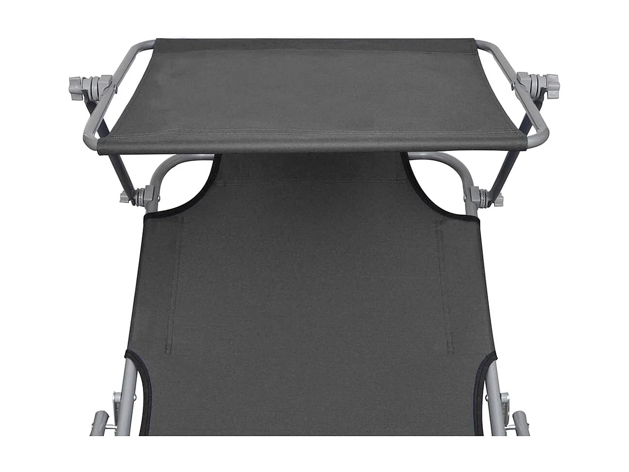 Chaise longue pliable avec auvent Gris Aluminium